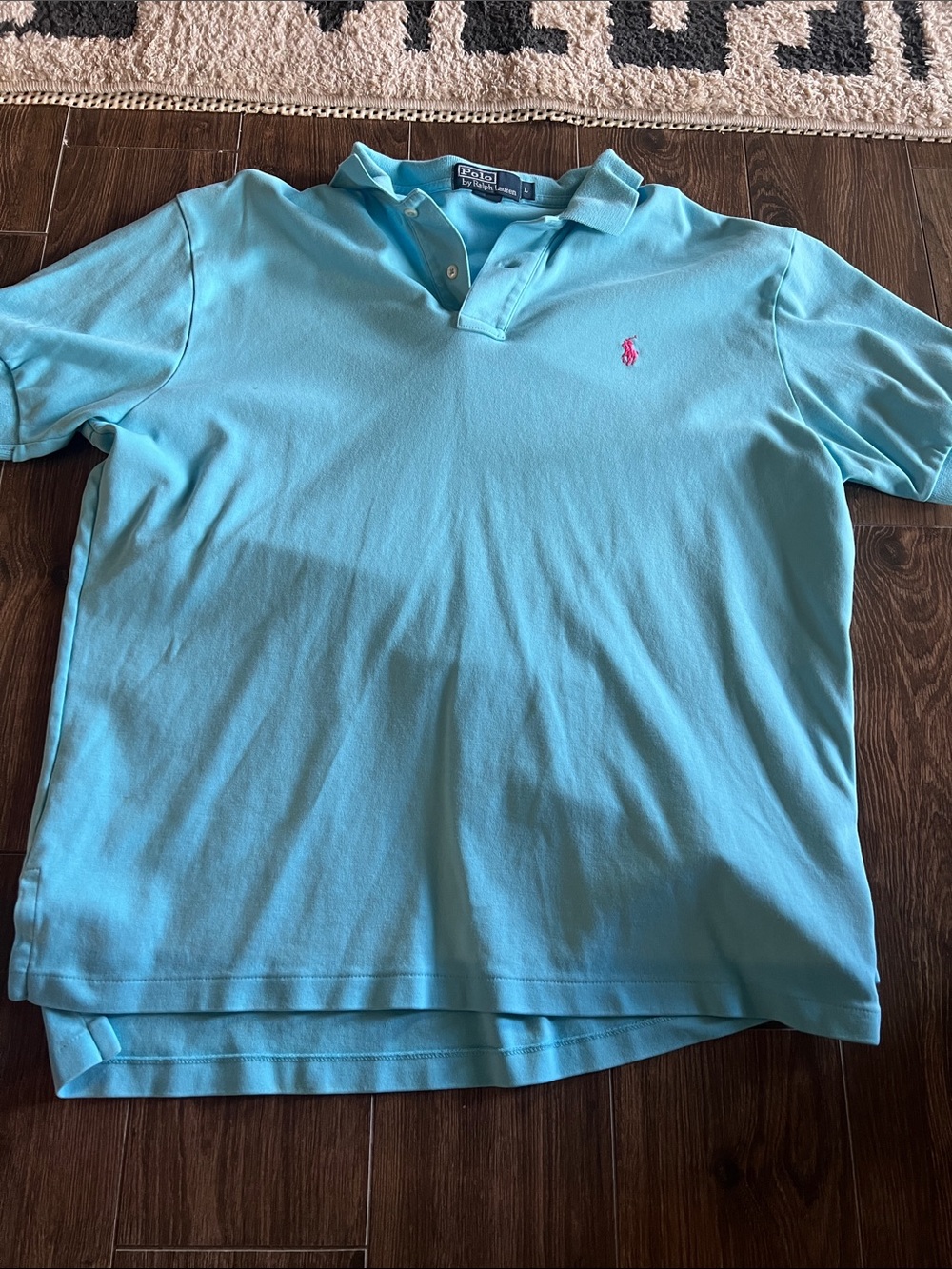 Ralph Lauren Kids Polo in Aqua with Pink Pony